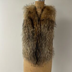 Adrienne Landau | Real Raccoon Fur & Leather Vest - small